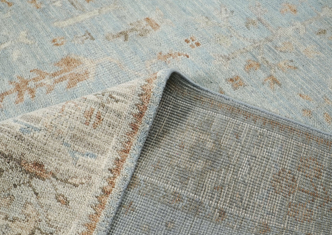8x10 Blue, Beige, Taupe Color Hand Knotted Oushak Wool Transitional Oriental Rug