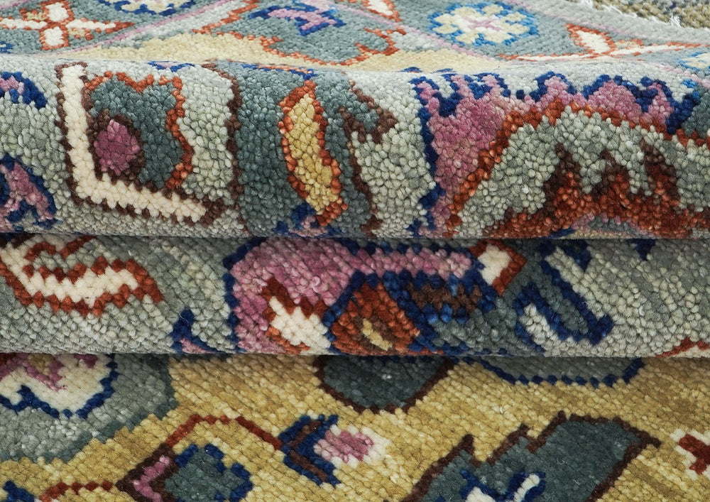 8x10 Gray, Pink, Gold Color Hand Knotted Oushak Wool Arts & Crafts Oriental Rug