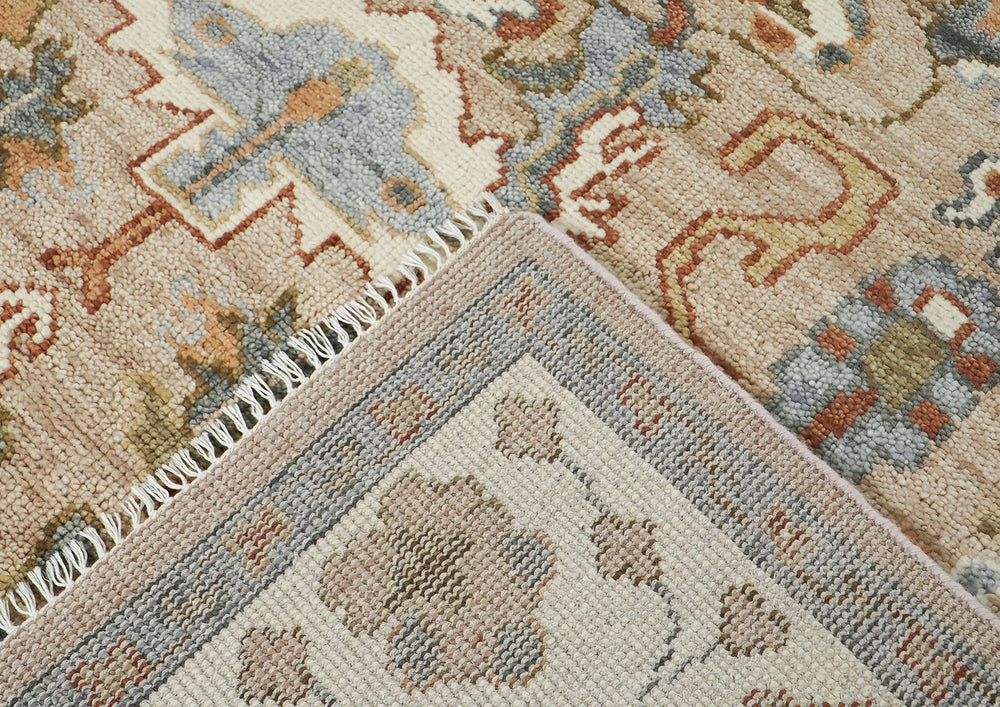 8x10 Mocha, Ivory, Gray Color Hand Knotted Oushak Wool  Oriental Rug