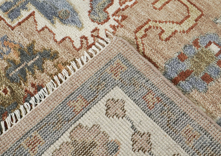 8x10 Mocha, Ivory, Slate Color Hand Knotted Oushak Wool  Oriental Rug