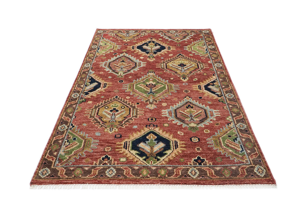 5x8 Rose, Gold, Lime Color Hand Knotted Oushak Wool Arts & Crafts Oriental Rug