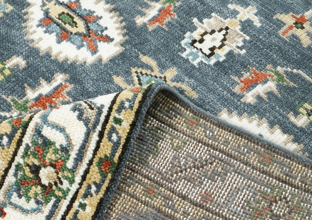 5x8 Slate, Ivory, Burnt Orange Go Color Hand Knotted Oushak Wool  Oriental Rug