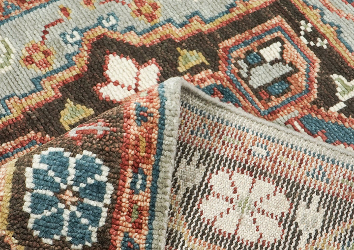 5x8 Mint, Teal, Brown Color Hand Knotted Oushak Wool Traditional Oriental Rug