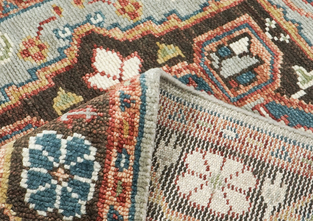 5x8 Mint, Teal, Brown Color Hand Knotted Oushak Wool Traditional Oriental Rug