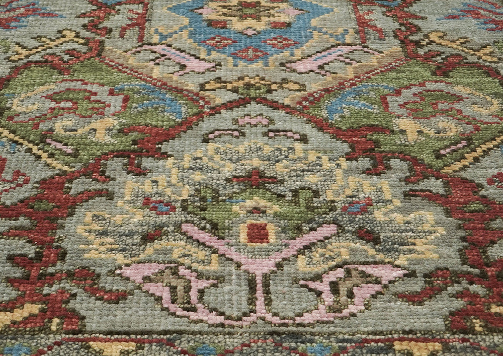 5x8 Moss, Gray, Rust Color Hand Knotted Oushak Wool Arts & Crafts Oriental Rug