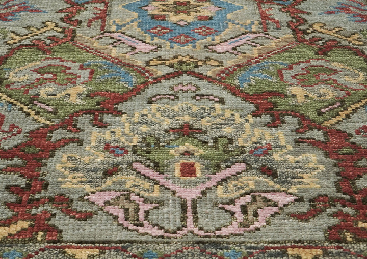 5x8 Moss, Gray, Rust Color Hand Knotted Oushak Wool  Oriental Rug