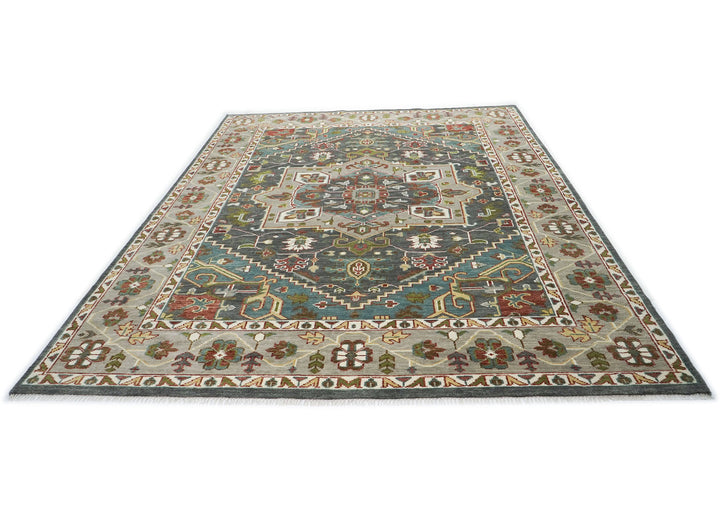 10x14 Gray, Taupe, Ivory Color Hand Knotted Oushak Wool  Oriental Rug