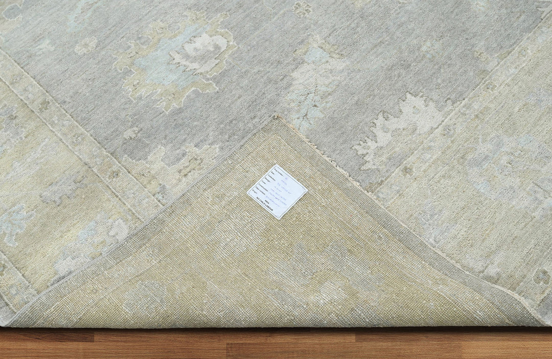 Celeste Rugs Hand Knotted Multi Size Indo Oushak 100% Wool Area Rug Traditional Oriental Design Blue & Beige.