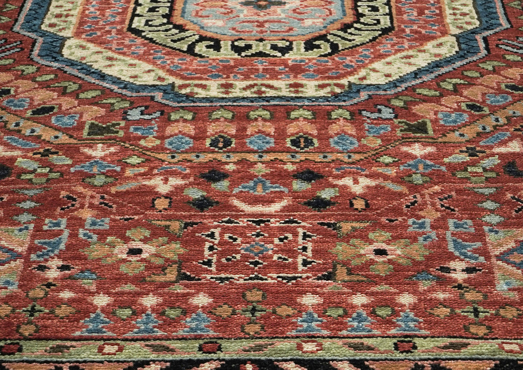 9x12 Burnt Orange, Lime, Beige Color Hand Knotted Oushak Wool Traditional Oriental Rug