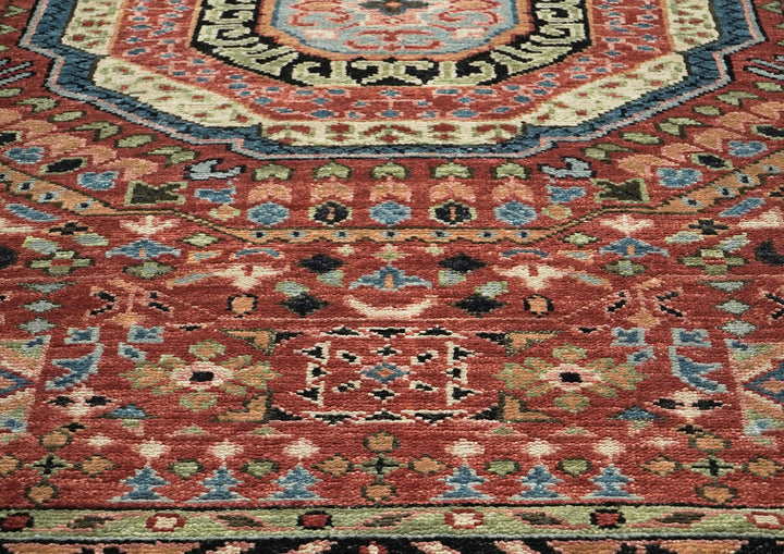 9x12 Burnt Orange, Lime, Beige Color Hand Knotted Oushak Wool Traditional Oriental Rug