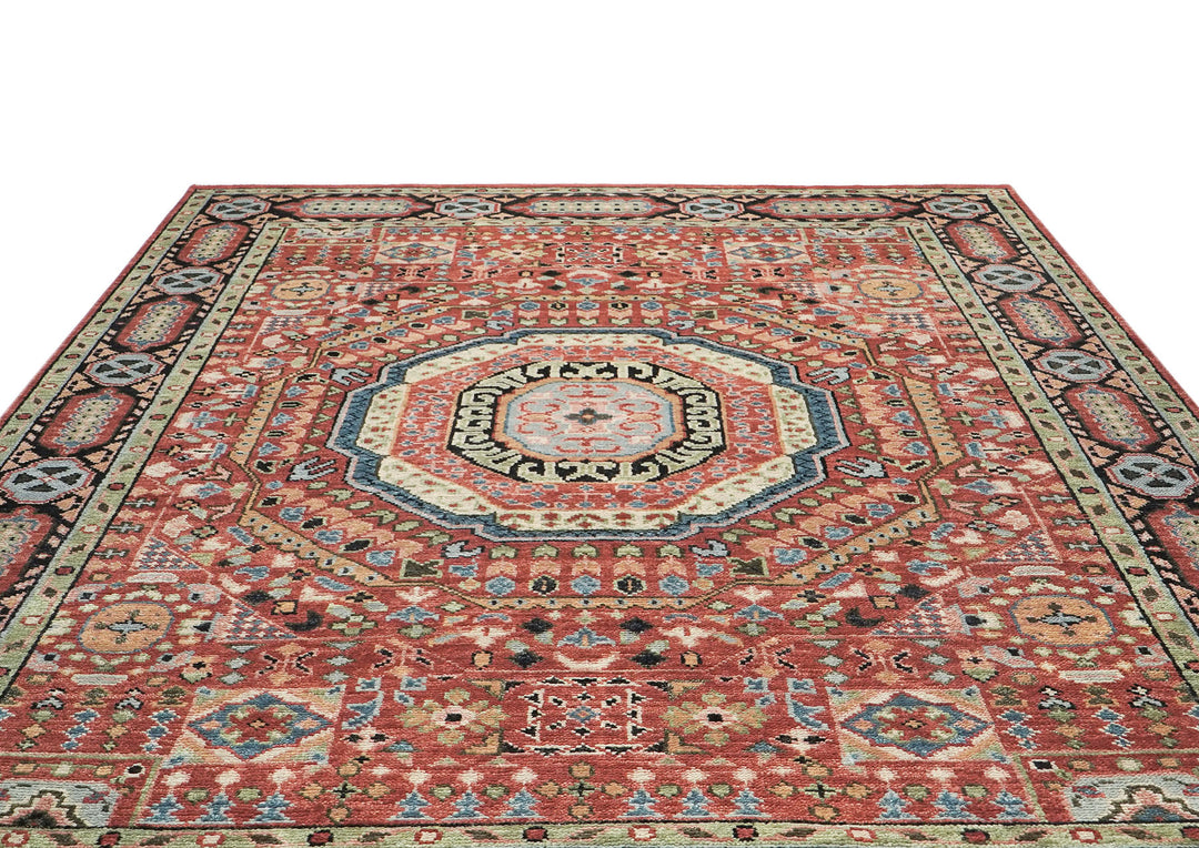 9x12 Burnt Orange, Lime, Beige Color Hand Knotted Oushak Wool Traditional Oriental Rug