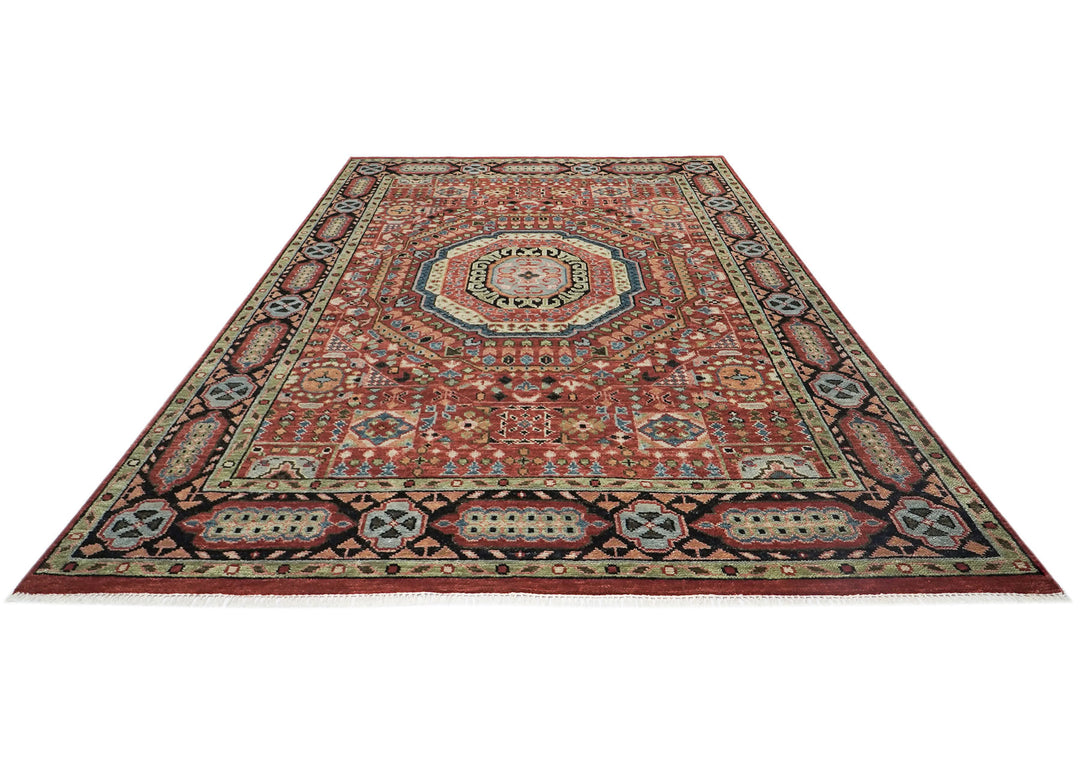 9x12 Burnt Orange, Lime, Beige Color Hand Knotted Oushak Wool Traditional Oriental Rug