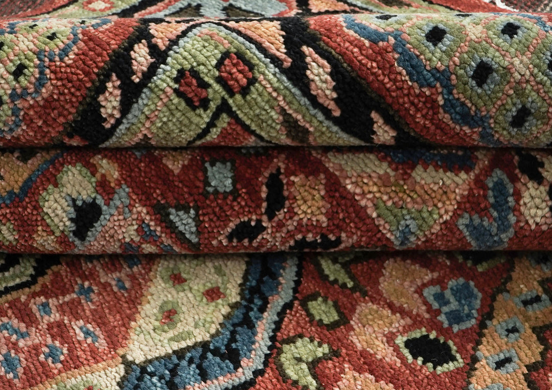 9x12 Burnt Orange, Lime, Beige Color Hand Knotted Oushak Wool Traditional Oriental Rug