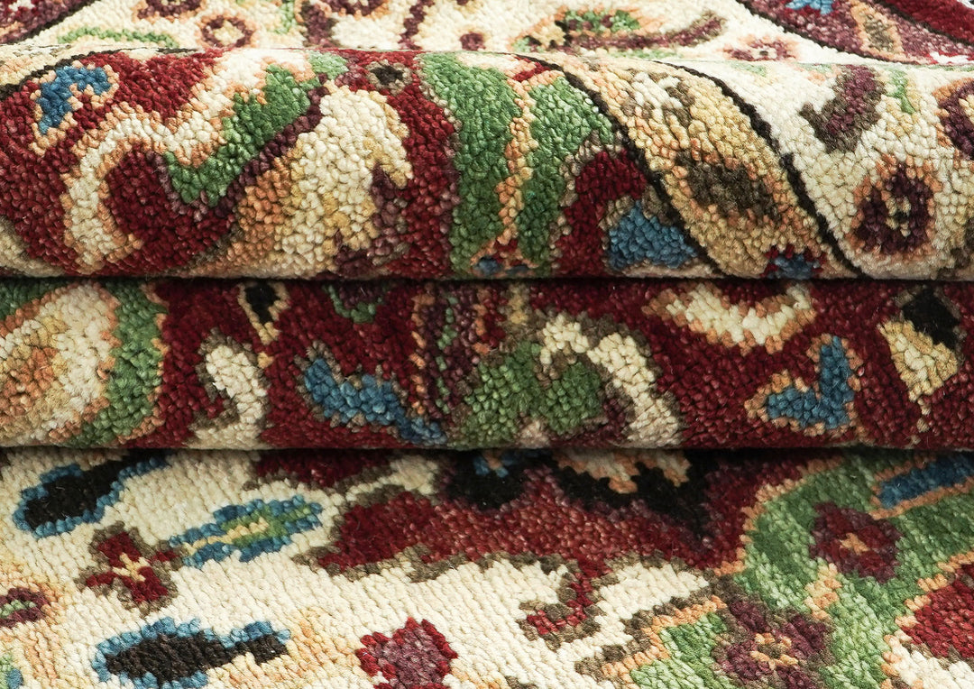 9x12 Rust, Lime, Ivory Color Hand Knotted Oushak Wool Arts and Crafts Oriental Rug