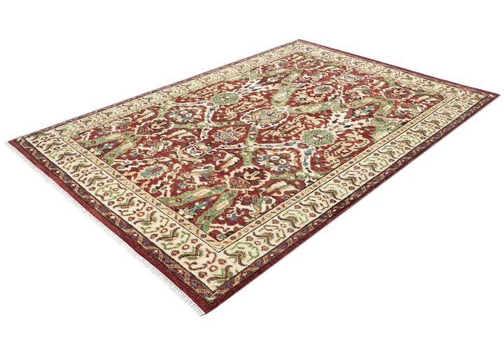 9x12 Rust, Lime, Ivory Color Hand Knotted Oushak Wool  Oriental Rug