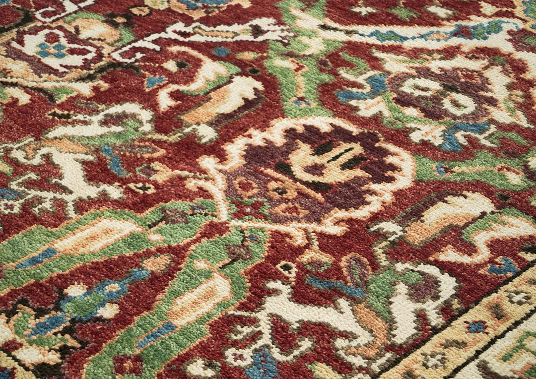 9x12 Rust, Lime, Ivory Color Hand Knotted Oushak Wool  Oriental Rug