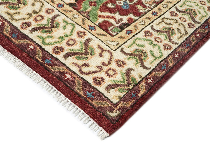 9x12 Rust, Lime, Ivory Color Hand Knotted Oushak Wool Arts and Crafts Oriental Rug
