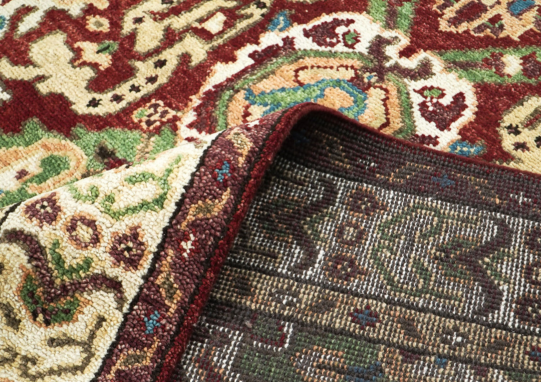 9x12 Rust, Lime, Ivory Color Hand Knotted Oushak Wool  Oriental Rug