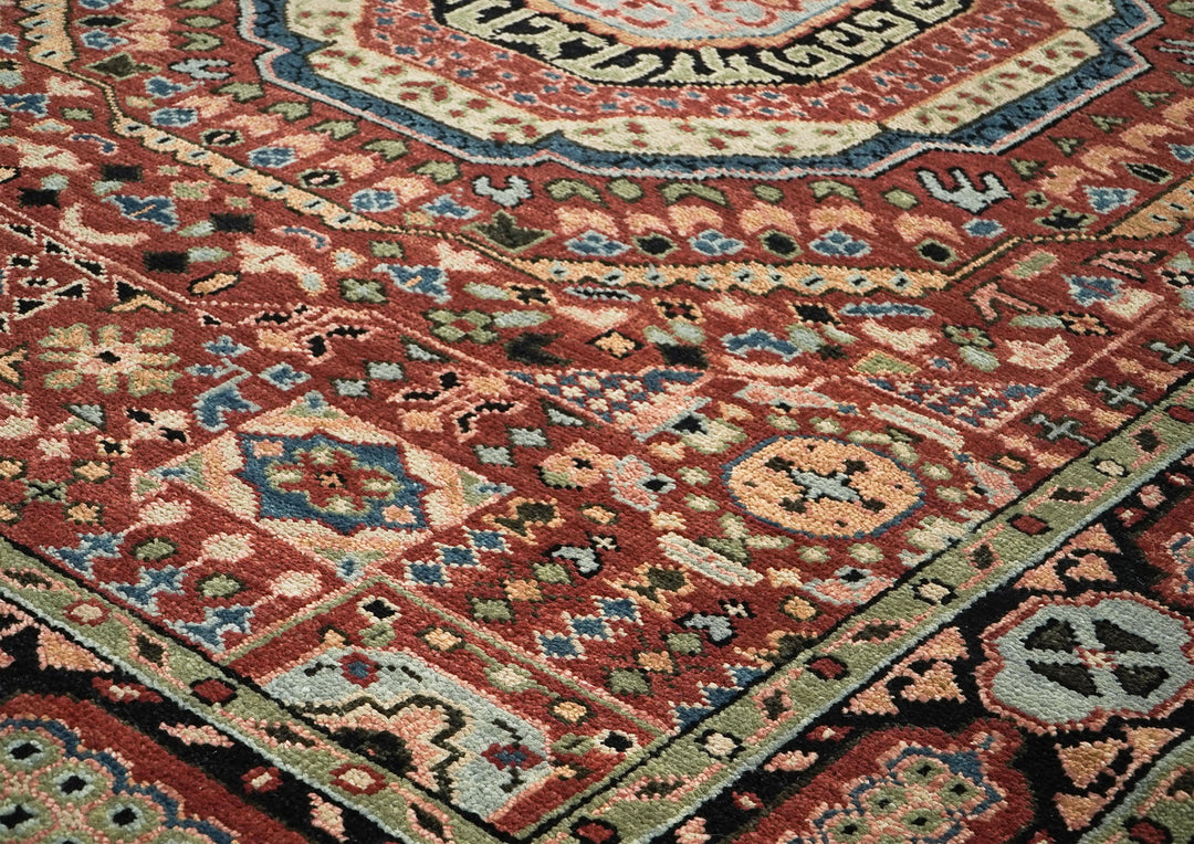 9x12 Rust, Sage, Beige Color Hand Knotted Oushak Wool Traditional Oriental Rug