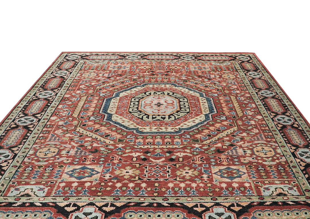 9x12 Rust, Sage, Beige Color Hand Knotted Oushak Wool Traditional Oriental Rug