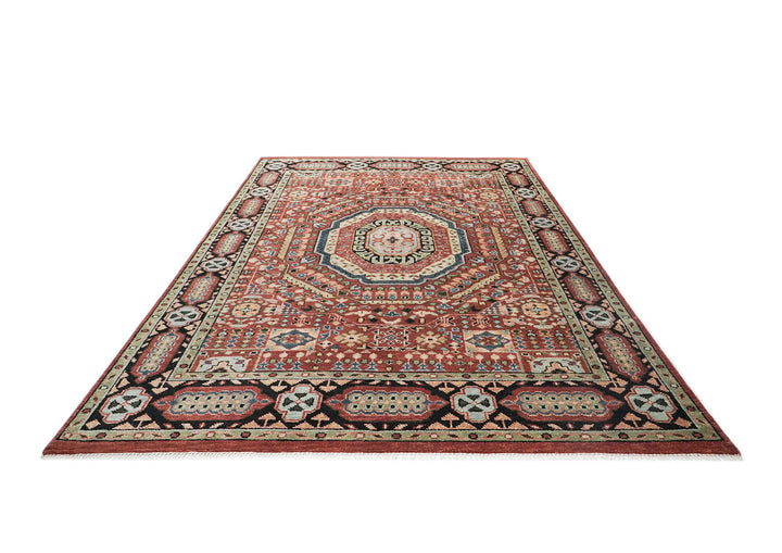 9x12 Rust, Sage, Beige Color Hand Knotted Oushak Wool Traditional Oriental Rug