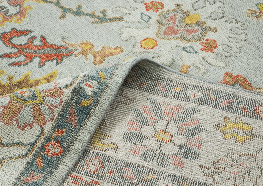 9x12 Blue, Slate, Gold Color Hand Knotted Oushak Wool  Oriental Rug