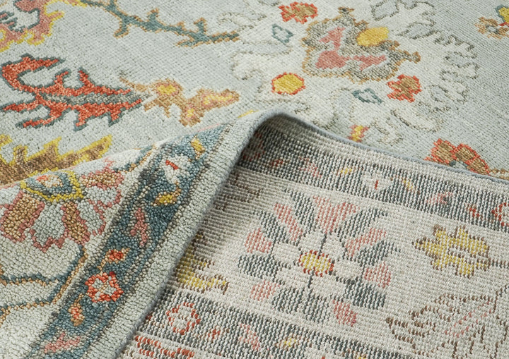 9x12 Blue, Slate, Gold Color Hand Knotted Oushak Wool  Oriental Rug