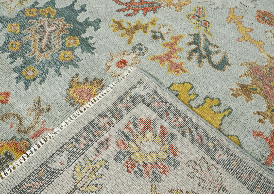 9x12 Blue, Slate, Gold Color Hand Knotted Oushak Wool Arts and Crafts Oriental Rug