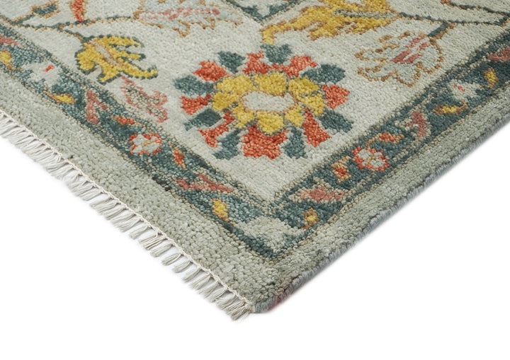 9x12 Blue, Slate, Gold Color Hand Knotted Oushak Wool Arts and Crafts Oriental Rug