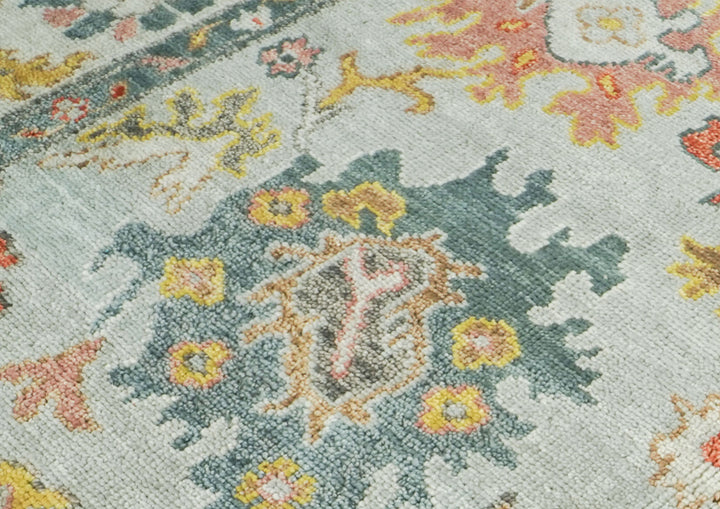 9x12 Blue, Slate, Gold Color Hand Knotted Oushak Wool Arts and Crafts Oriental Rug