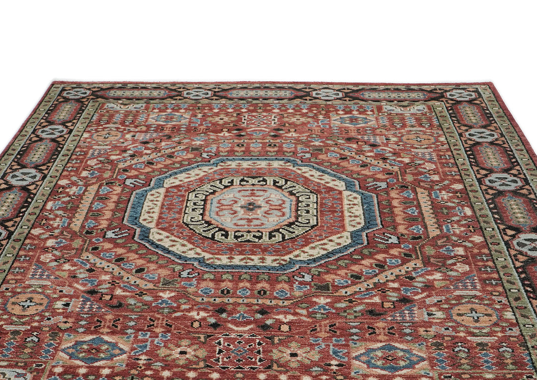 9x12 Rust, Sage, Blue Color Hand Knotted Oushak Wool Traditional Oriental Rug