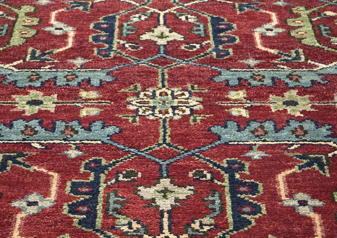 9x12 Rust, Sage, Blue Color Hand Knotted Oushak Wool Transitional Oriental Rug