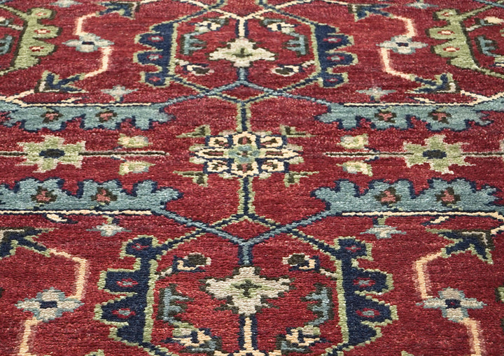 9x12 Rust, Sage, Blue Color Hand Knotted Oushak Wool Transitional Oriental Rug