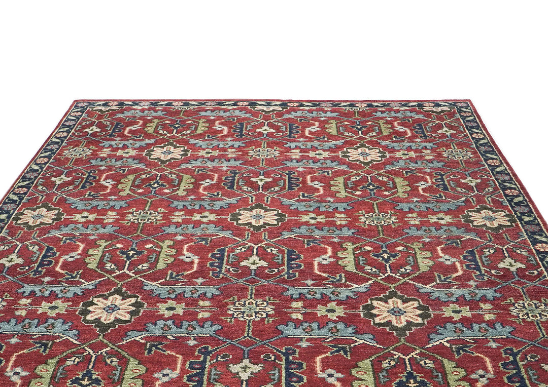 9x12 Rust, Sage, Blue Color Hand Knotted Oushak Wool Transitional Oriental Rug