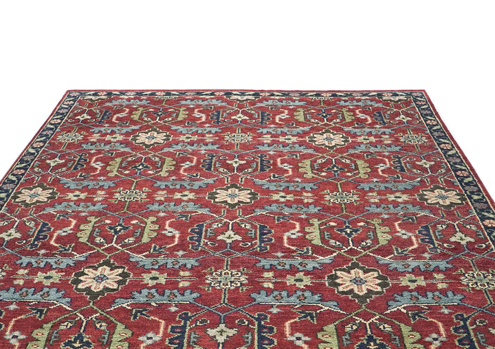 9x12 Rust, Sage, Blue Color Hand Knotted Oushak Wool Transitional Oriental Rug