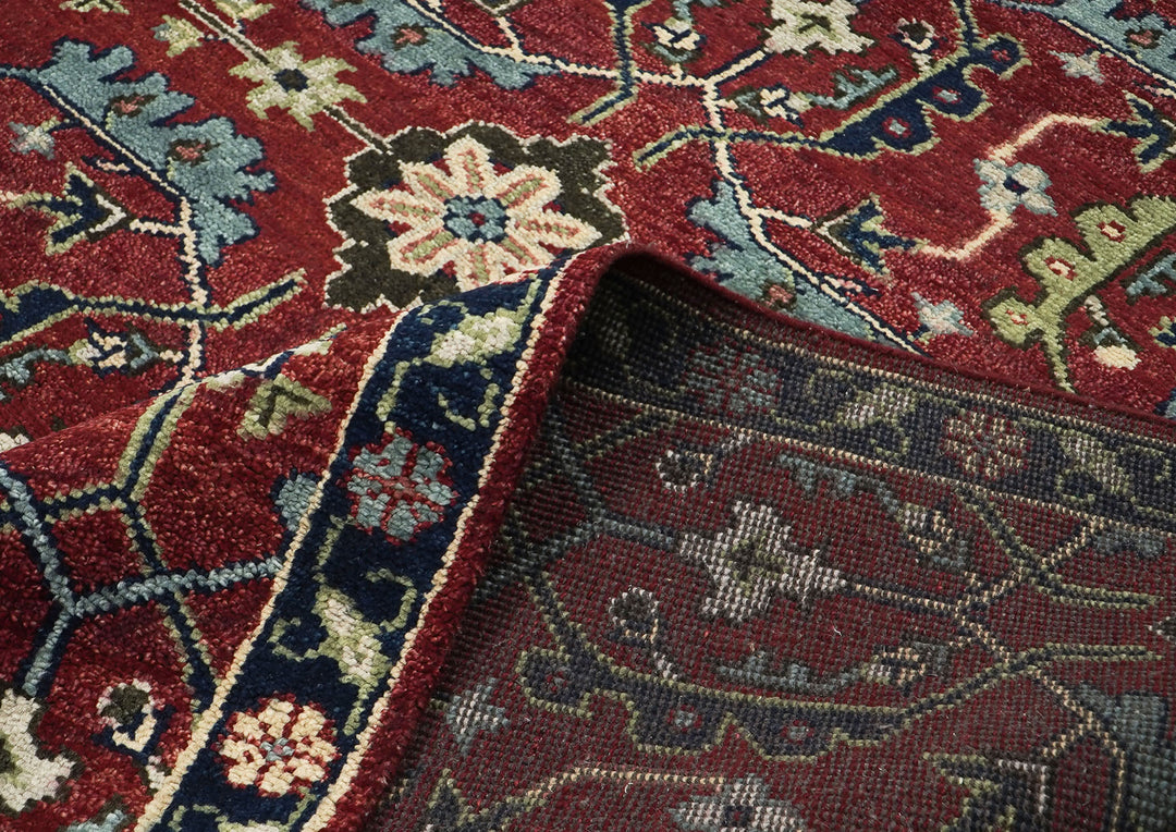 9x12 Rust, Sage, Blue Color Hand Knotted Oushak Wool Transitional Oriental Rug