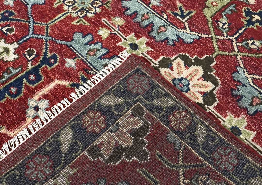 9x12 Rust, Sage, Blue Color Hand Knotted Oushak Wool Transitional Oriental Rug