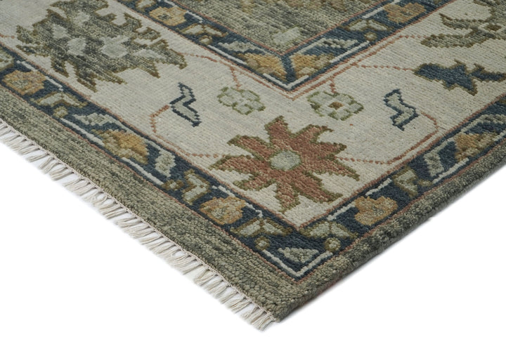 9x12 Mint, Beige, Gold Color Hand Knotted Oushak Wool Arts and Crafts Oriental Rug