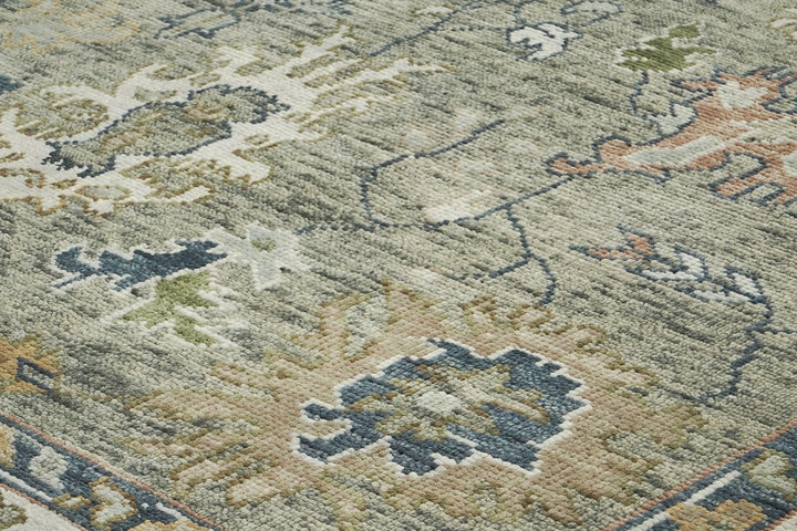 9x12 Mint, Beige, Gold Color Hand Knotted Oushak Wool Arts and Crafts Oriental Rug