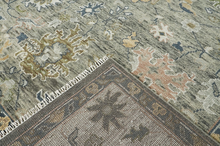 9x12 Mint, Beige, Gold Color Hand Knotted Oushak Wool Arts and Crafts Oriental Rug