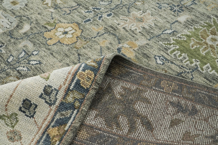 9x12 Mint, Beige, Gold Color Hand Knotted Oushak Wool Arts and Crafts Oriental Rug