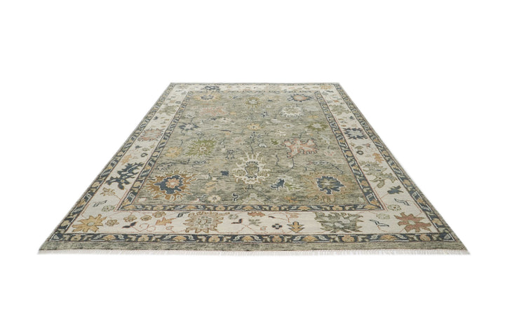 9x12 Mint, Beige, Gold Color Hand Knotted Oushak Wool  Oriental Rug