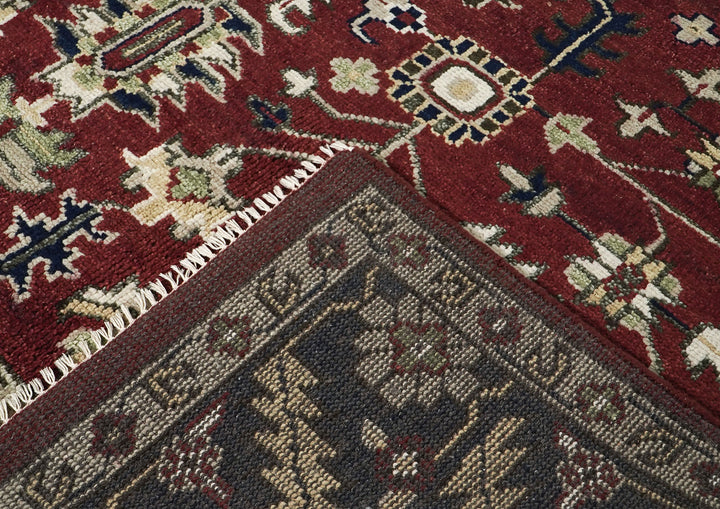 9x12 Rust, Navy, Beige Color Hand Knotted Oushak Wool Traditional Oriental Rug