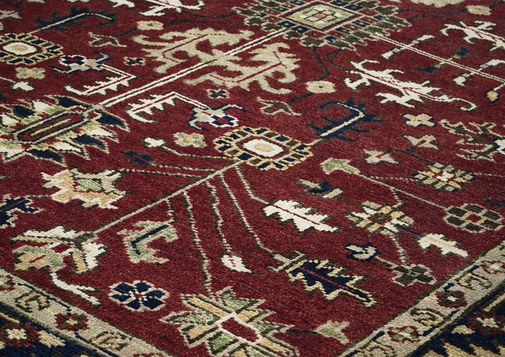 9x12 Rust, Navy, Beige Color Hand Knotted Oushak Wool Traditional Oriental Rug