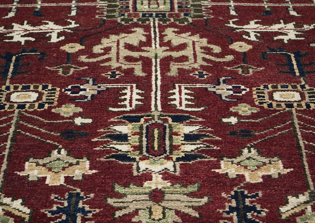 9x12 Rust, Navy, Beige Color Hand Knotted Oushak Wool Traditional Oriental Rug