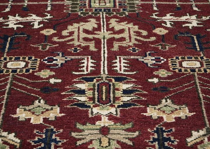 9x12 Rust, Navy, Beige Color Hand Knotted Oushak Wool Traditional Oriental Rug