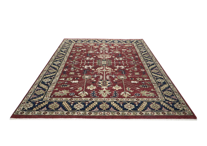 9x12 Rust, Navy, Beige Color Hand Knotted Oushak Wool Traditional Oriental Rug