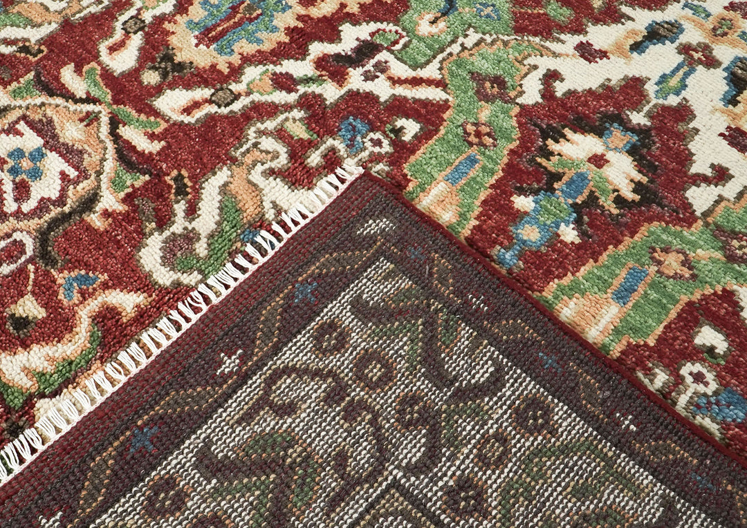 9x12 Rust, Lime, Ivory Color Hand Knotted Oushak Wool Arts and Crafts Oriental Rug