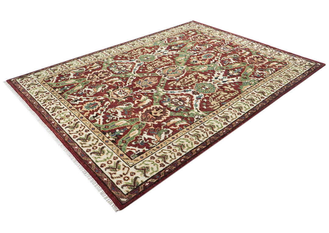 9x12 Rust, Lime, Ivory Color Hand Knotted Oushak Wool  Oriental Rug