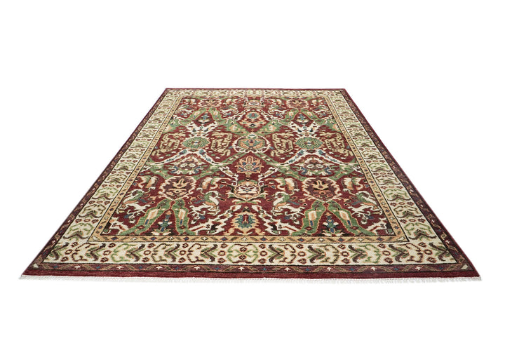 9x12 Rust, Lime, Ivory Color Hand Knotted Oushak Wool  Oriental Rug